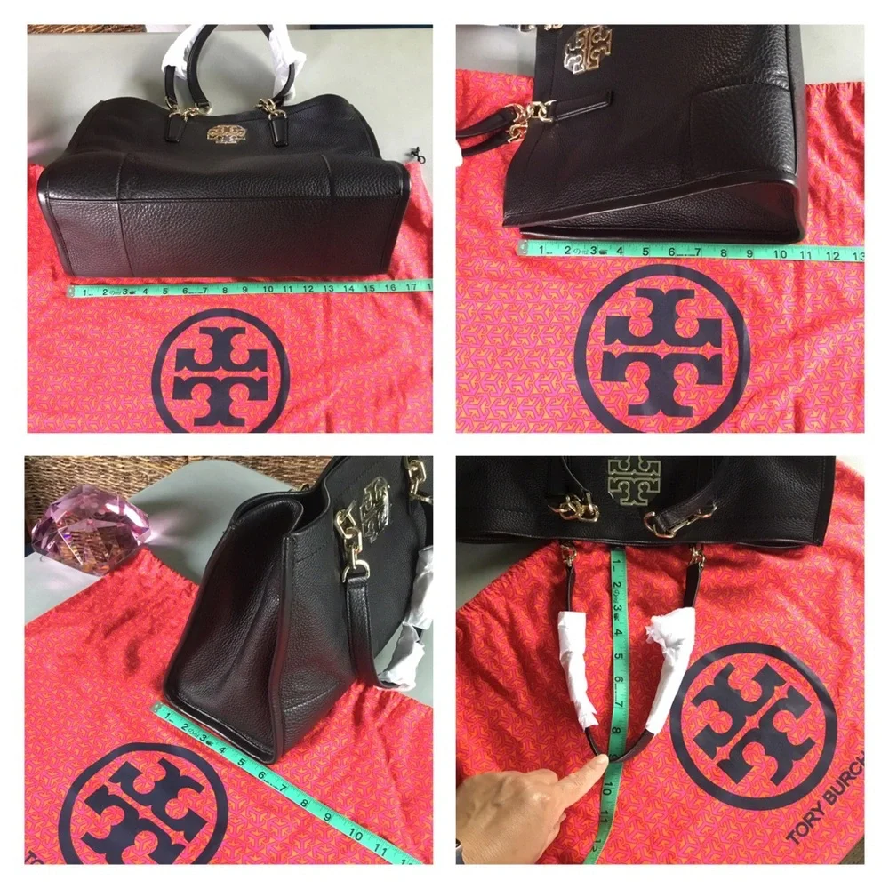 TORY BURCH LARGE LEATHER TOTE WITH MUCH SPACE INNER POCKETS LARGE DUST BAG - Picture 11 of 16